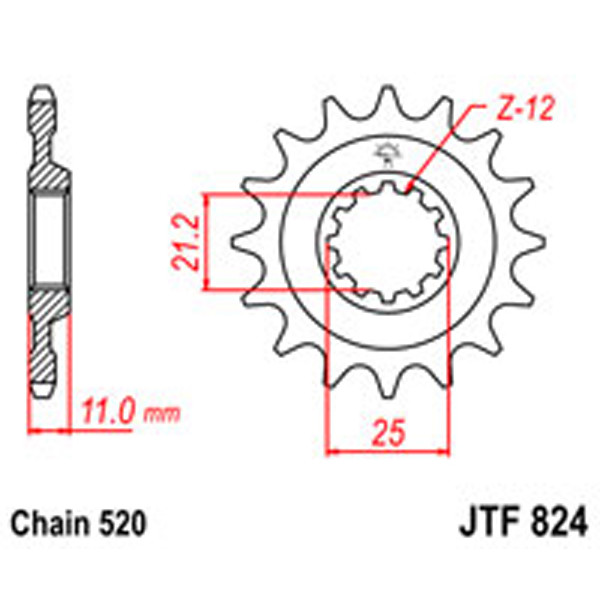 JT JT Gear Box Sprockets G/B 824-12